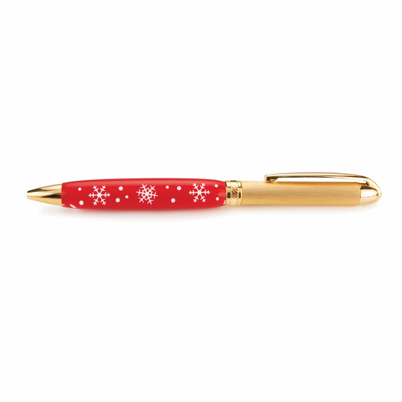Acrylic Half Pen Blank - 11/16" x 2-5/8" - Red Snowflake